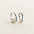 Boucles d'oreilles créoles U en argent S925 avec perles bleues et fini argent - Argent 925 / Platine (Turquoise)