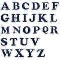 Mini navy blue embroidered alphabet patches with white borders for DIY clothing - Full Set Of Blue Letters