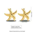 Golden starfish stud earrings in stainless steel, weight 7.4g and size 3.42cm - Starfish Spec Style (FYD6212)