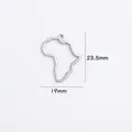 18K gold plated stainless steel Africa map pendant with dimensions 19mm by 23.5mm - Style 1 Silver