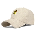 Crème corduroy baseballpet met schattig geel eendenborduursel in Koreaanse stijl - Beige