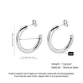 Minimalist silver titanium steel hoop earrings 20mm diameter in a polished finish - Pin Style Steel Color Outer Diameter 20mm