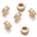 Detailed close-up of six gold-plated textured CCB spacer beads for DIY jewelry making - Gold Style 07 (Beaded Border)