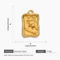 Macro view of gold stainless steel rectangle pendant with sunflower and Vincent engraving - Gold Sunflower Name Pendant
