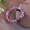 Unisex sports bracelet with red white blue beads and brown rugby ball charm - Red White Blue Spotted Rugby Bracelet