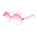 Rimless rimless sunglasses with pink gradient lenses and transparent pink frames - Pink