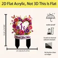 Acrylic Mother's Day garden stake featuring heart wreath, mother-child silhouette, and Thank You Mom - No.16 (0.2cm Thickness)