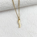 Polished golden cornicello chili pendant necklace with a delicate stainless steel chain - Necklace / Gold