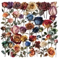 Vibrant dried rose stickers in various colors for DIY journals and laptop decoration - Vintage Dried Flower Multi-color Style