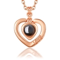 Collier de projection coeur en or rose avec 100 langues je t'aime et incrustation zircon - Pendentif Seul (Sans Chaîne) - Or Rose (A188)