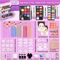 Face paint kit with 37 colors, 18 brushes, stencils, and a purple 3-layer storage box - [Advanced 81 Colors Flower Fairy Set] + Storage Box + Tools