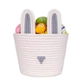 Easter bunny storage basket in cream and lavender cotton rope filled with colorful eggs - Without Handle / Grey/White
