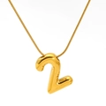 Goldener Ballon-Anhänger Nummer 2 an schicker Schlangenkette mit polierter Oberfläche - Zahl 2 Ballonstil (SP731G-2)