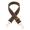 Adjustable 3.8cm leopard print shoulder strap with gold metal buckles on white background - Brown Leopard + Gold Buckle