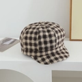 Béret octogonal classique à carreaux marron pour bambins en laine épaisse - 52cm (2-5 Ans) / café