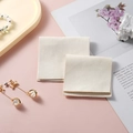 Beige microfiber jewelry pouch with flap closure for earrings and small accessories - 7x7cm / Off White