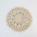 Handcrafted round corn husk placemat with floral pattern and scalloped edges - Corn Husk Flower 30cm