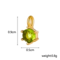 Golden stainless steel zircon pendant with emerald green stone and dimensions - August (Olive Green)