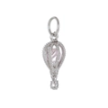 Detailed silver hot air balloon pendant with hollow frame and pink inner bead - Silver/Pink
