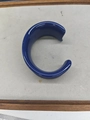 Minimalist wide dark blue resin open bangle bracelet with a high gloss polished finish - Glossy Navy (Dark Blue-Ink Round Open)
