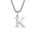 Polished silver stainless steel necklace featuring a serif style letter K pendant - Letter K-Steel