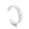 Bague réglable en titane argenté avec texture maille gourmette rétro et finition polie - Texture Chaîne Argent (KR105274--KFC)