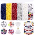 Flat polymer clay beads and alphabet charms kit for DIY Bohemian jewelry making sets - Independence Day (5135pcs)