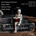 Gothic skull reading a book resin figurine, vintage style decoration for Halloween decor - Skeleton Knee-Hugging Reading A556-0008