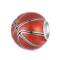 Orange enamel basketball charm bead in silver-plated metal for DIY bracelets - Normal Specification / Basketball Shape(002)