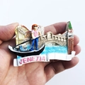 3D Venice Rialto Bridge resin fridge magnet with Venezia lettering and gondolier detail - Venice Landmark