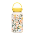 650ml Weithals-Thermoskanne in Cremeweiß mit gelbem Deckel und Blumenmuster - Elfenbein Floral Gelber Deckel