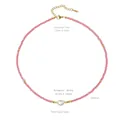 Collar de cuentas de cristal rosa con perla de agua dulce y cierre de acero 316 - N2596 (Estilo Perla) / 38+5cm / Rosa