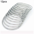 Set of 12 minimalist silver stainless steel bangles with 55mm inner diameter - 12-Piece Set Steel Color