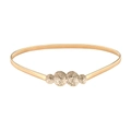 Elastic light gold metallic skinny waist belt with textured circular buckle for dresses - No.28 Gold