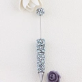 DIY beaded pen with light grey pearls and shimmering rhinestones in a luxury style - Pearl Black