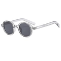 Retro-Sonnenbrille mit kleinem ovalem Rahmen aus Acryl und dunkelgrauen polarisierten Gläsern - Grauer Rahmen Graue Gläser