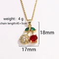 Dimensioni dettagliate della collana ciliegia con catena da 45cm e altezza di 18mm - Stile Pavé di Strass (款式3)