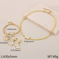 Conjunto de joyas de cadena cubana con mariposas blancas en acabado de oro de 18k - Blanco (KS219956-LX)