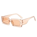 Retro rectangle sunglasses with translucent amber frames and matching lenses - Champagne Frame Champagne Lens