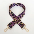 Adjustable purple leopard print replacement strap with gold metal lobster clasps - Purple