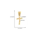 Gold plated copper cross pendant with cubic zirconia stones measuring 3.6cm by 1.6cm - Letter T