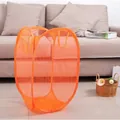 Collapsible orange mesh laundry basket with dual handles for breathable home organization - Orange / Standard (30x30x46cm)