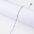 Elegant silver stainless steel minimalist chain necklace displayed on a white stand - 45+5cm / 2.2mm Handmade Embossed Stick Chain / Steel