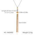 Misure dettagliate della collana a Y bicolore in acciaio inossidabile con nappa - Stile Nappina Bicolore Oro Argento (HC-N40490)