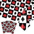 Tovaglia usa e getta a tema poker con motivi da casinò per feste ed eventi - Tovaglia da Poker Nera / 137*274cm