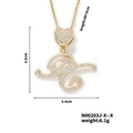 Gold plated G letter heart pendant necklace with shimmering zircon stones and chain - Cursive Letter X Style (N00203J-X--X)