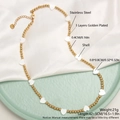 Collana di perle dorate in acciaio inossidabile con pendente a cuore in conchiglia bianca - Cuore
