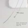 0.8mm silver 304 stainless steel chain necklace with 40cm plus 5cm extension - Silver Starry Sky