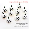 Set di 10 zucche bianche di Halloween con facce spaventose per decorazioni festive - Zucca Rotonda Faccia da Fantasma (Bianco) 10 pz