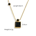 Square black pendant necklace in 14K gold-plated stainless steel with chain dimensions - Black Zirconia